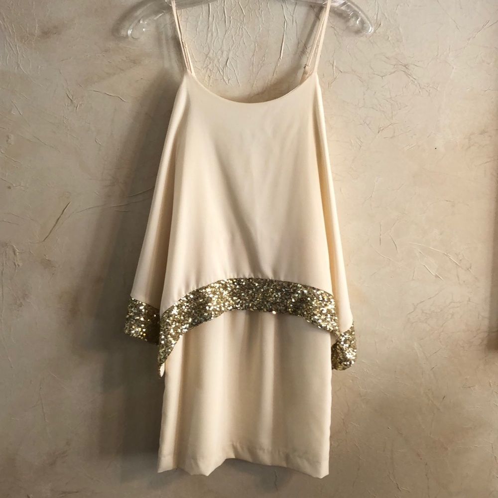 C. Luce Beige Dress w Gold Size S!